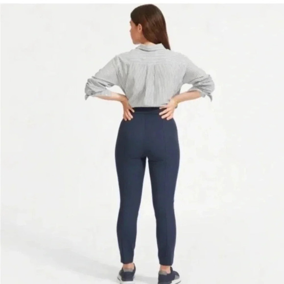 Everlane Navy Blue High Waisted Side Zip Stretchy Cotton Crop Pants Size 6 - Picture 5 of 11
